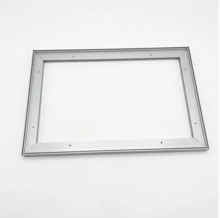 Bare 25 mm silver aluminium SEG frame showing the silicone channel around the inside edge